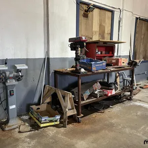 Steel Workbench w/ Drill Press, Vice and Bench Grinder 
 UNRESERVED