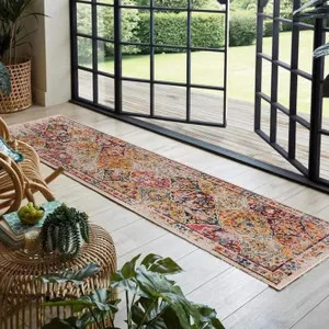 (20) Multicoloured/Yellow/Cream 2'7" x 9' Transitional Chic Runner Rug for Hallway/Kitchen
 UNRESERVED