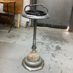 ANTIQUE PEDESTAL ASHTRAY  W/ CHROME BASE
