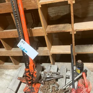 20 ton hyd jack, 12 ton hyd jack, jackall, 8.5' of 3/8" chain, asst'd pins