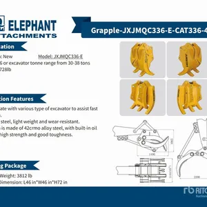 2025 Elephant JXJMQC336-E Excavator Grapple - Fits Cat 336 / 30 - 38 ton (Unused)