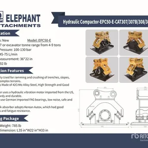 2025 Elephant EPC50-E Plate Compactor Attachment - Fits Cat 307 / 4 - 9 ton (Unused)