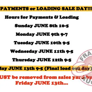 NO PAYMENTS or PICKUPS on SALE DAY: Pickup information in description and picture.