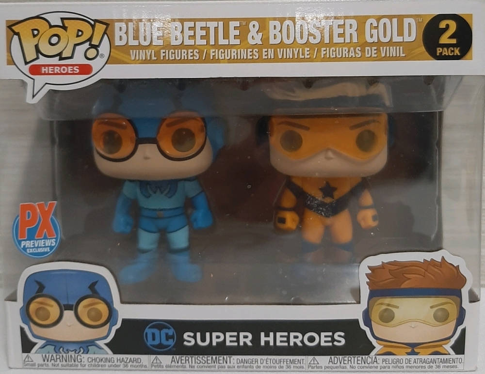As New DC Super-Heroes Blue Beetle & Booster Gold Funko Pops in one box! It's a PX Preview Exclusive