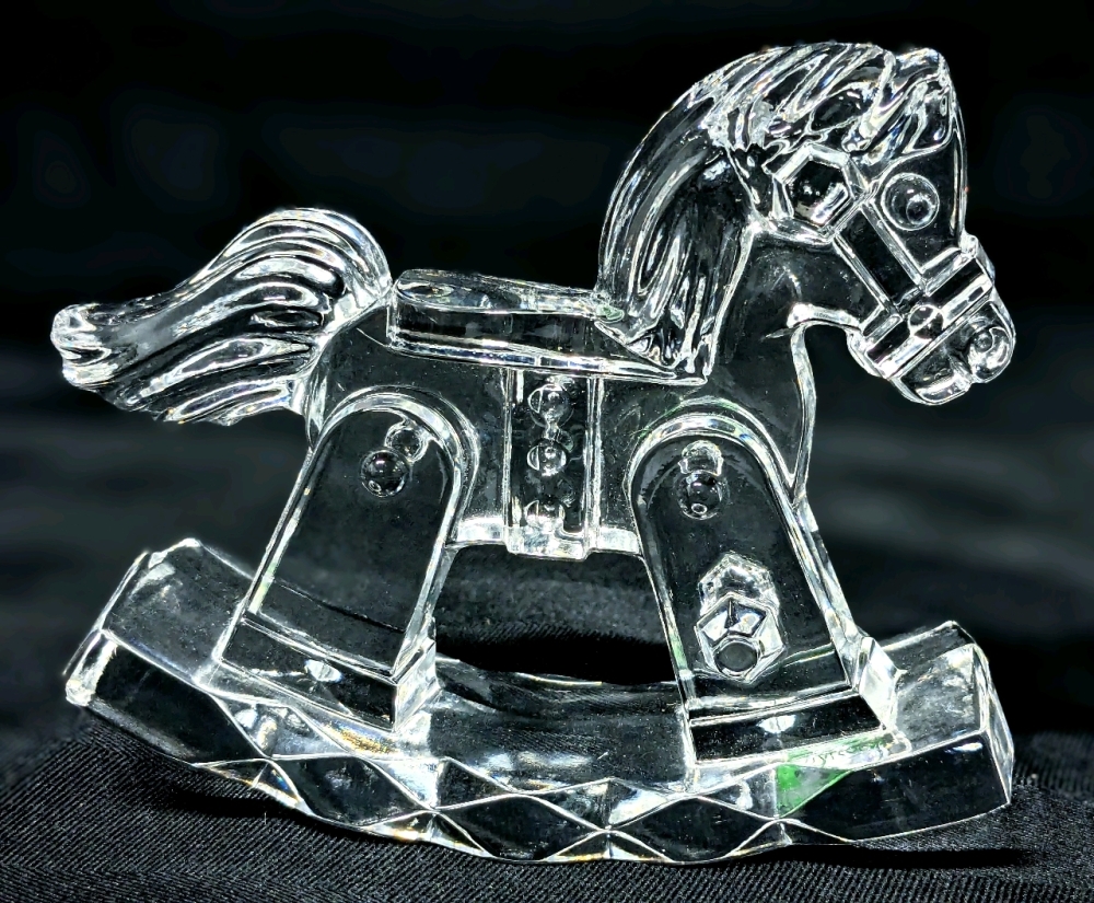 KRISTALCOLOR Italy 24% PbO Crystal Cubist Rocking Horse | 3.5" Tall