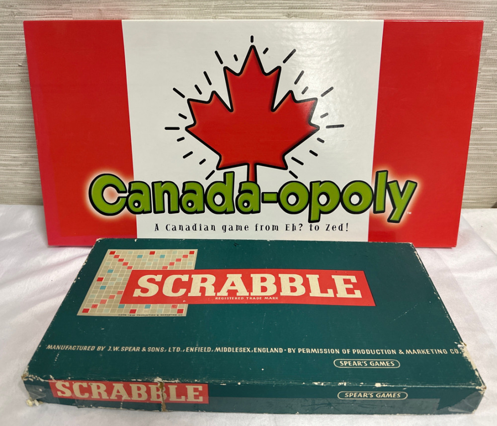 Pair of Board Games Canada-opoly a Canadian Game From Eh? To Zef! & Vintage Scrabble