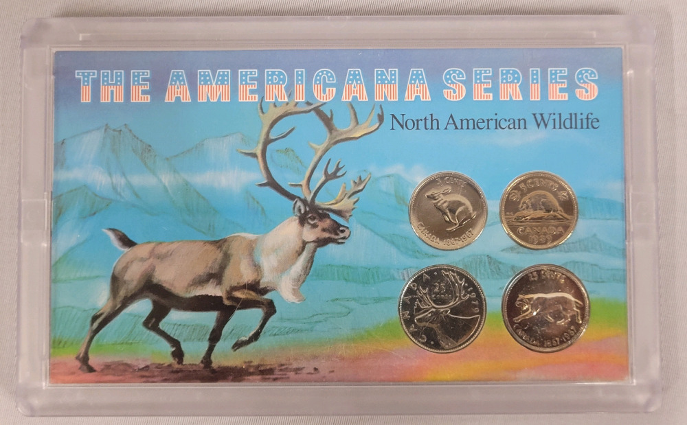 1967 - 1989 Canadian North American Wildlife Coin Set . Includes 1967 Silver Quarter