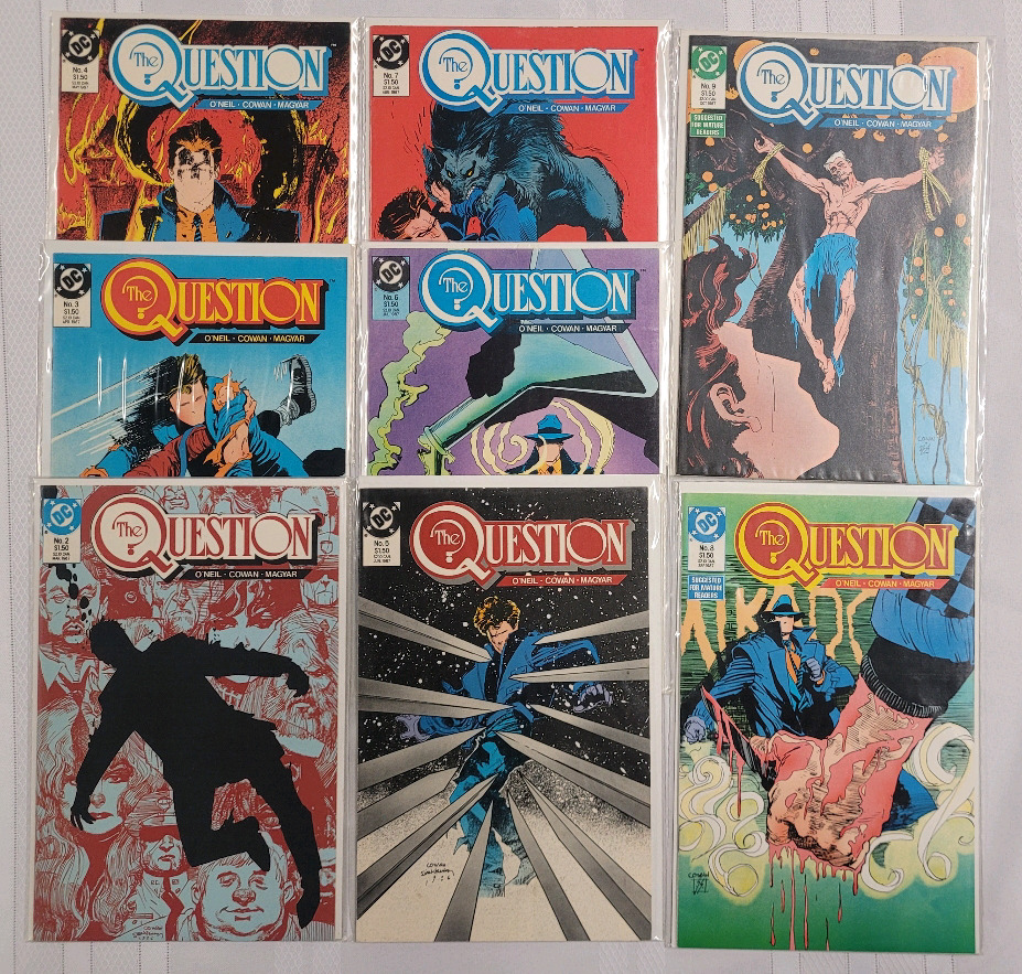 1987 DC Comics The Question? Comic Lot (1987 1st. Series) . Issues #2 - #9 , Eight (8) Comics
