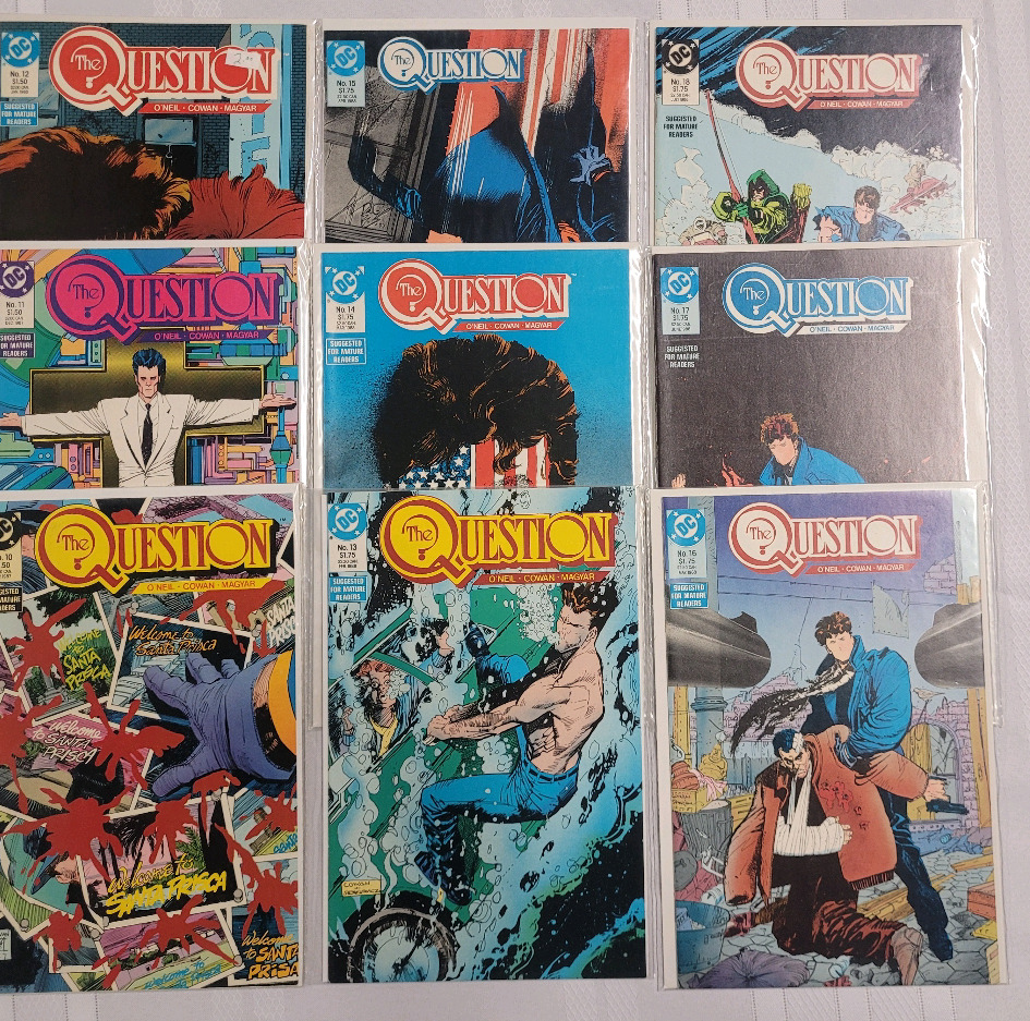1987 - 1988 DC Comics The Question? Comic Lot (1987 1st. Series) . Issues #10 - 18 , Nine (9) Comics