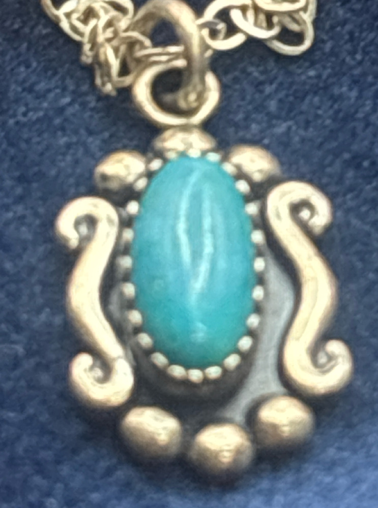 Wheeler Sterling Turquoise Necklace Pendant & Chain Native American