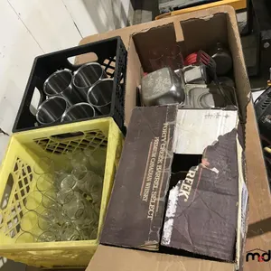 Wine Glasses, Cups, Glasses, Stainless Steel Wine Coolers, Assorted Inserts, Measure Cups and Misc.
 UNRESERVED