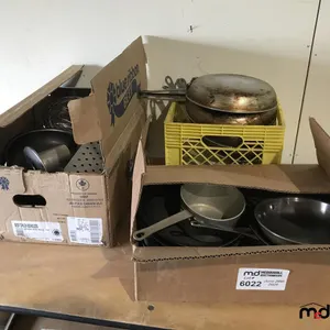 Stainless Steel Pans, Pots Whisk Attachment, Metal Food Tray, Muffin Tray and Misc.
 UNRESERVED