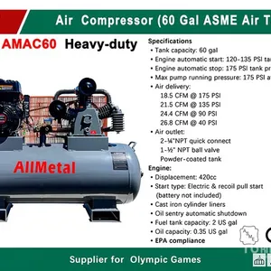 2025 KJ AMAC60 18.5 cfm Skid-Mounted 60 gal Air Compressor (Unused)
