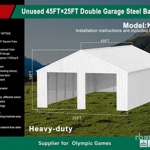 2025 KJ K4525 25 ft x 45 ft Double Garage Metal Storage Building (Unused)