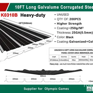 Quantity of (200) 2025 KJ K0310B 35 in x 10 ft Corrugated Steel Sheets (Unused)