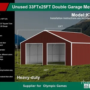2025 KJ K3325G 25 ft x 33 ft Double Garage Metal Shed (Unused)