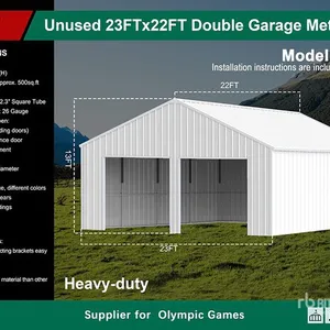 2025 KJ K2223 23 ft x 22 ft Double Garage Metal Shed (Unused)
