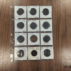 Between 1859 & 1893 Canada (12) Large 1 Cent Coins 
 UNRESERVED