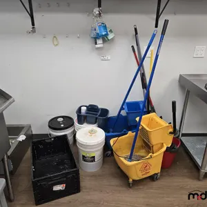 Various Cleaning Supplies and Garbage Bins
 UNRESERVED
