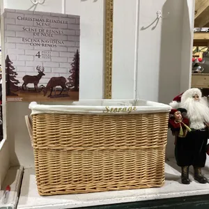 2 PIECES - WICKER BASKET W/ CHRISTMAS DECOR