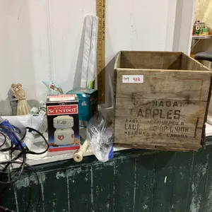 APPLE BOX W/ MISC ITEMS