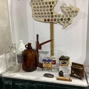 BEER CAP HOLDER, OLDER BOTTLE CAPPER, NEATSFOOT OIL