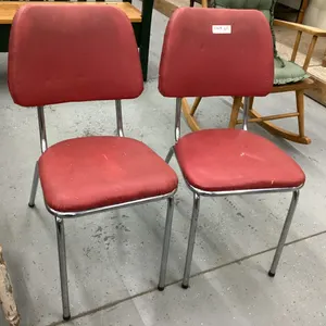 (2) RETRO CHROME/VINYL CHAIRS