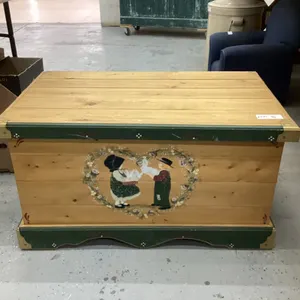 WOOD CHEST WITH GREEN TRIM
