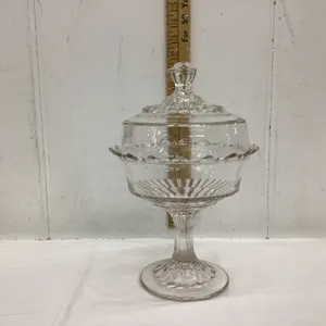 COVERED CANDY DISH ON STAND -SLIGHT PURPLE/PINK HUE