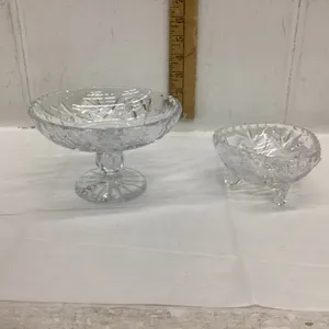 2 PINWHEEL CRYSTAL CANDY DISHES