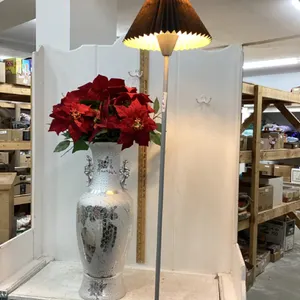 SILVER COLORED VASE & TALL FLOOR LAMP