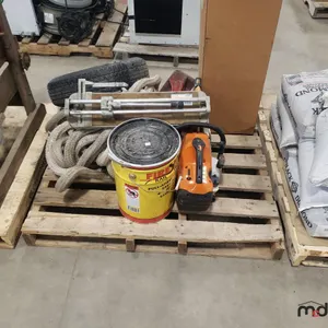 Pallet w/ Tire (ST17.5 / 80R13), Manual Hand Tile Cutter, Thick Rope, STIHL Concrete Saw, 40 lb MMA Training Bag & Misc. 
 UNRESERVED