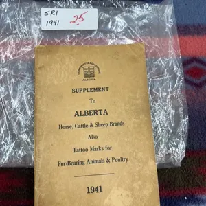 1941 Alberta horse, cattle and sheep brand supplement book