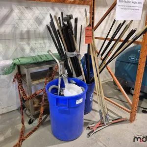 Recycling Containers, Carts and Assorted Squeegees and Handles
 UNRESERVED