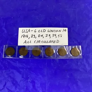 USA 6 OLD LINCOLN PENNIES