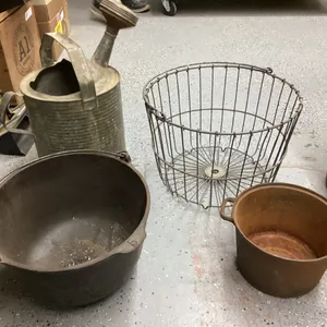#5 CAST POT,KETTLE-RUSTY,EGG BASKET,WATER CAN