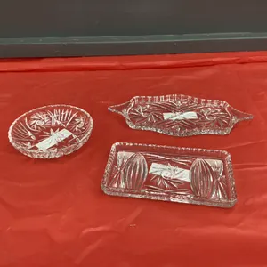 (3) SMALL PINWHEEL CRYSTAL PICKLE DISHES