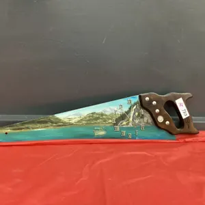 HANDPAINTED SAW W/ CLOCK