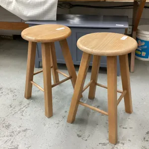 (2) WOOD STOOLS