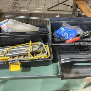Two plastic toolboxes and contents