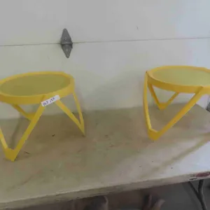 2 Vintage Yellow Patio Stands 18'' Diam. X 14'' H 