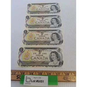 ^(4) Canadian One Dollar Bills (Sequential Series of Numbers) - 1973