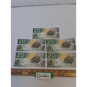 ^(5) Canadian Twenty Dollar Bills (Sequential Order) - Issued 2004, Printed 2010 - Uncirculated