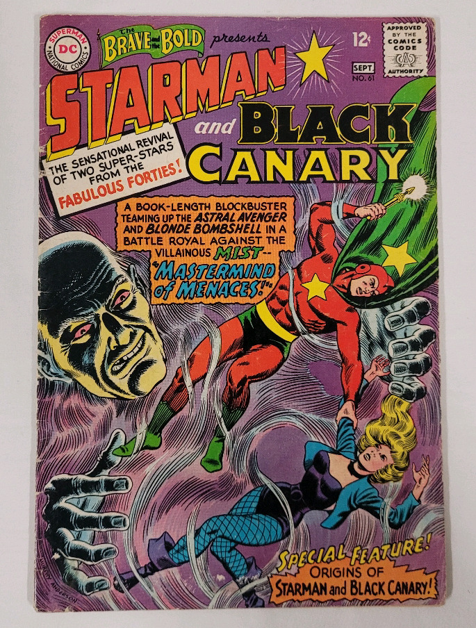 1965 DC Comics The Brave and the Bold Presents.. Starman and Black Canary #61 . Silver Age Comic