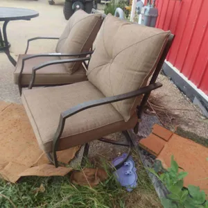 Patio Table 29'' H x 48'' Dia. with Umbrella & 4 Swivel Chairs 