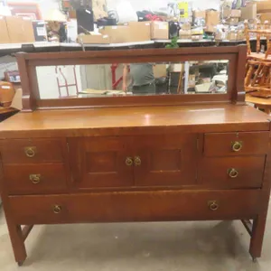 Oak 1/4 Buffet with Top Mirror 56'' x 66'' x 22'' 