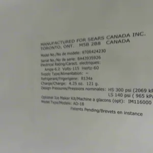 Kenmore Stainless Fridge 65 1/2'' x 30'' x 30'' 