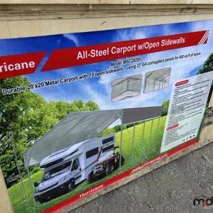 Hurricane 20' x 20' All-Steel Carport w/ Open Sidewalls
 UNRESERVED
