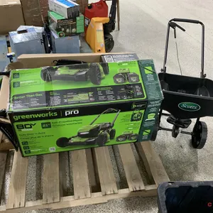 Greenworks Pro Lawn Mower w/Charger (No Batteries) and Seed Spreader
 UNRESERVED