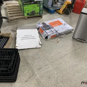 Storage Bin Rack, Shelving Pieces, Stainless Waste Basket and Carpet Tiles
 UNRESERVED